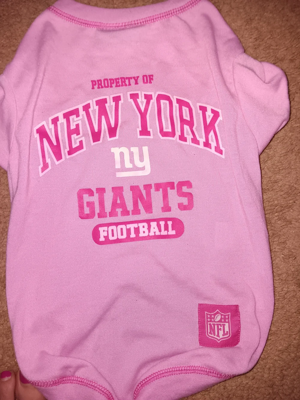 NFL Pink New York Giants Pet Tee with Team Logo
